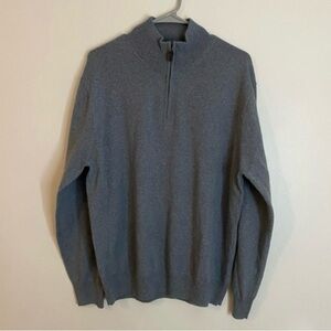 Jos. A. Bank 100%Italian Merino Wool Men's Charcoal Zip-Up Sweater size large